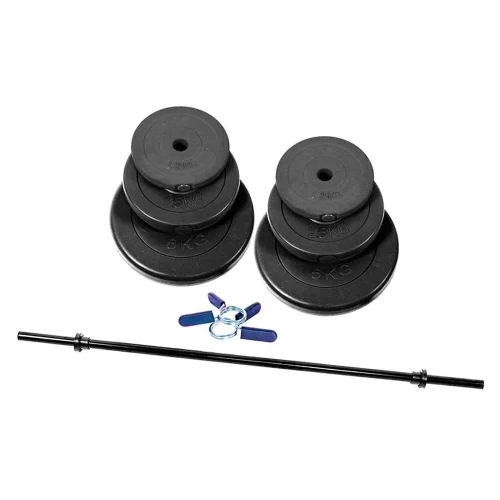 Barra Maciza de 1.50 Mt de 5 Kg + 20 Kg Discos - Línea Hogar, Barras Discos y Pesas - Power Fitness Pro
