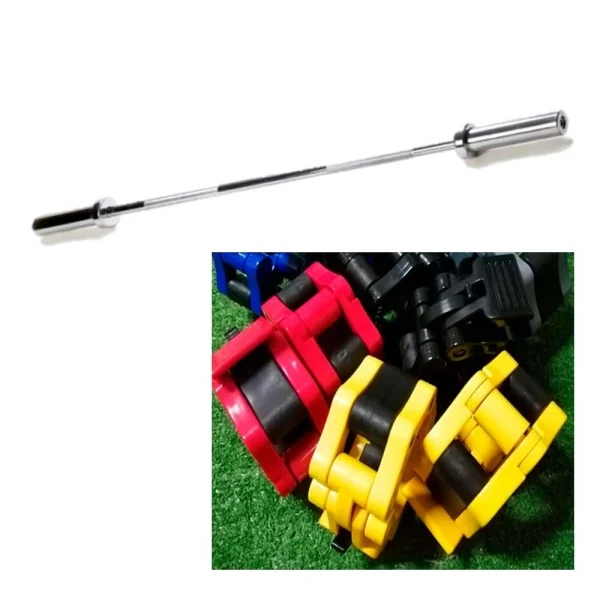 Barra Recta Olímpica, Cromada Resistencia 200 Kg, Topes de Presión Cromada 2.20 M - Línea Hogar, Barras Discos y Pesas - Power Fitness Pro